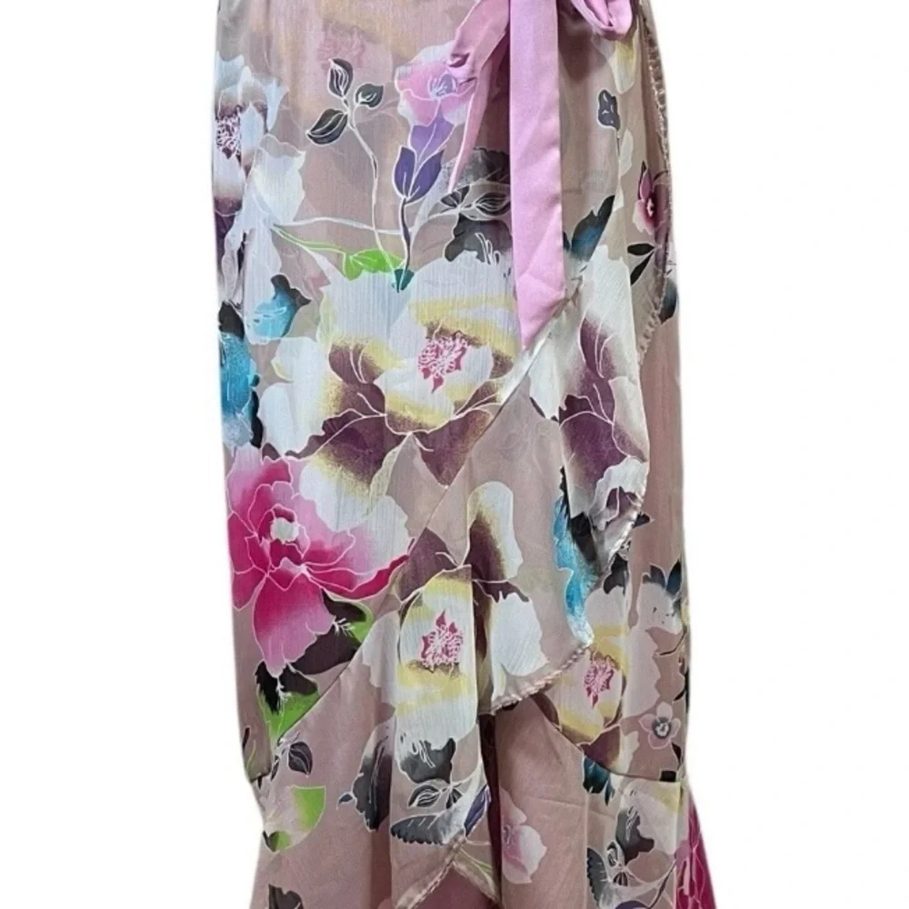 Badgley Mischka NEW Reversible Floral/Pink Asymmetrical Wrap Skirt RARE … - Picture 14 of 16